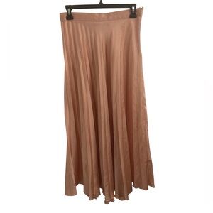Zara Pink Champagne Pleated Midi Skirt Size M